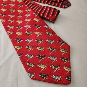 Tommy Hilfiger‎ Men's Neck Tie Red Beach Chair 100% Silk Made In USA Summer Fun